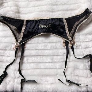 PLAYBOY Black and Cream Garter Belt